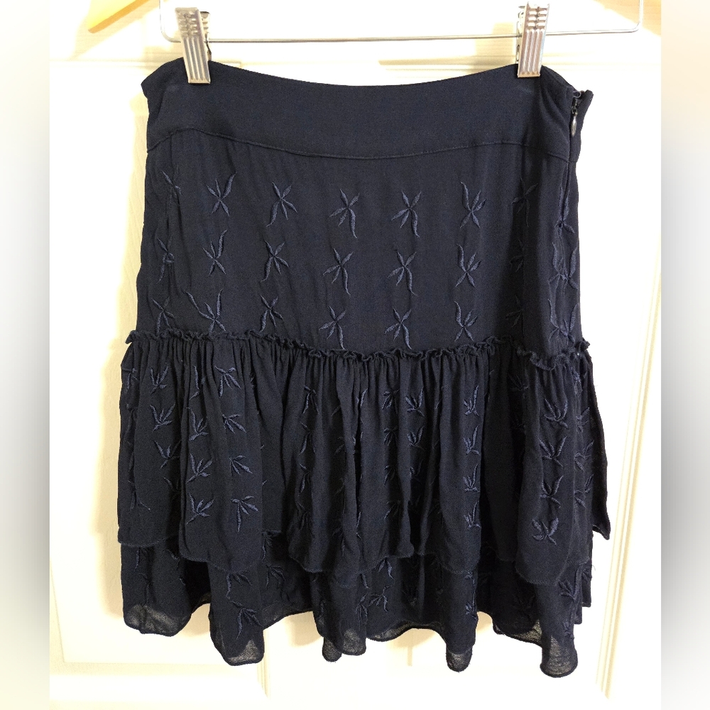 NU Denmark Elegant Navy Blue Embroidered Mini Skirt Size 34